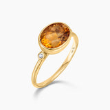 Oval Cut Citrine Gemstone & Diamond Ring